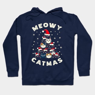 Feline Festivities: Cats Christmas Tree T-Shirt Delight Hoodie